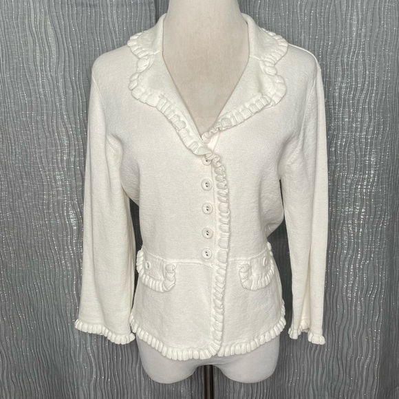 Ella Rose linen blend knit cardigan. Runs small - Picture 1 of 8